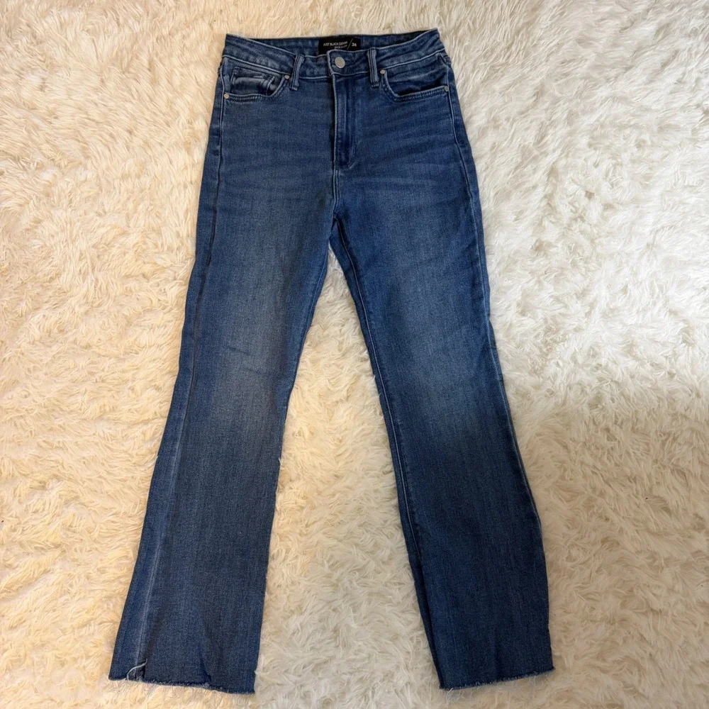 Just Black Denim Jeans Women 26 Blue‎ Raw Hem High Rise Straight Leg